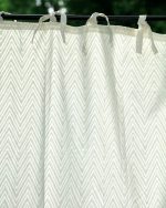 Off-White & Grey Hand Block Printed Linen Curtains | Chevron Pattern - Image 5