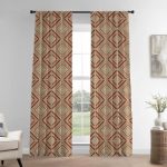 Earthy Brown & Terracotta Diamond Linen Curtains - Light Filtering or Blackout - Standard & Made to Measure - Image 4