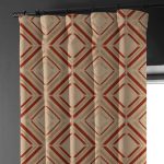 Earthy Brown & Terracotta Diamond Linen Curtains - Light Filtering or Blackout - Standard & Made to Measure