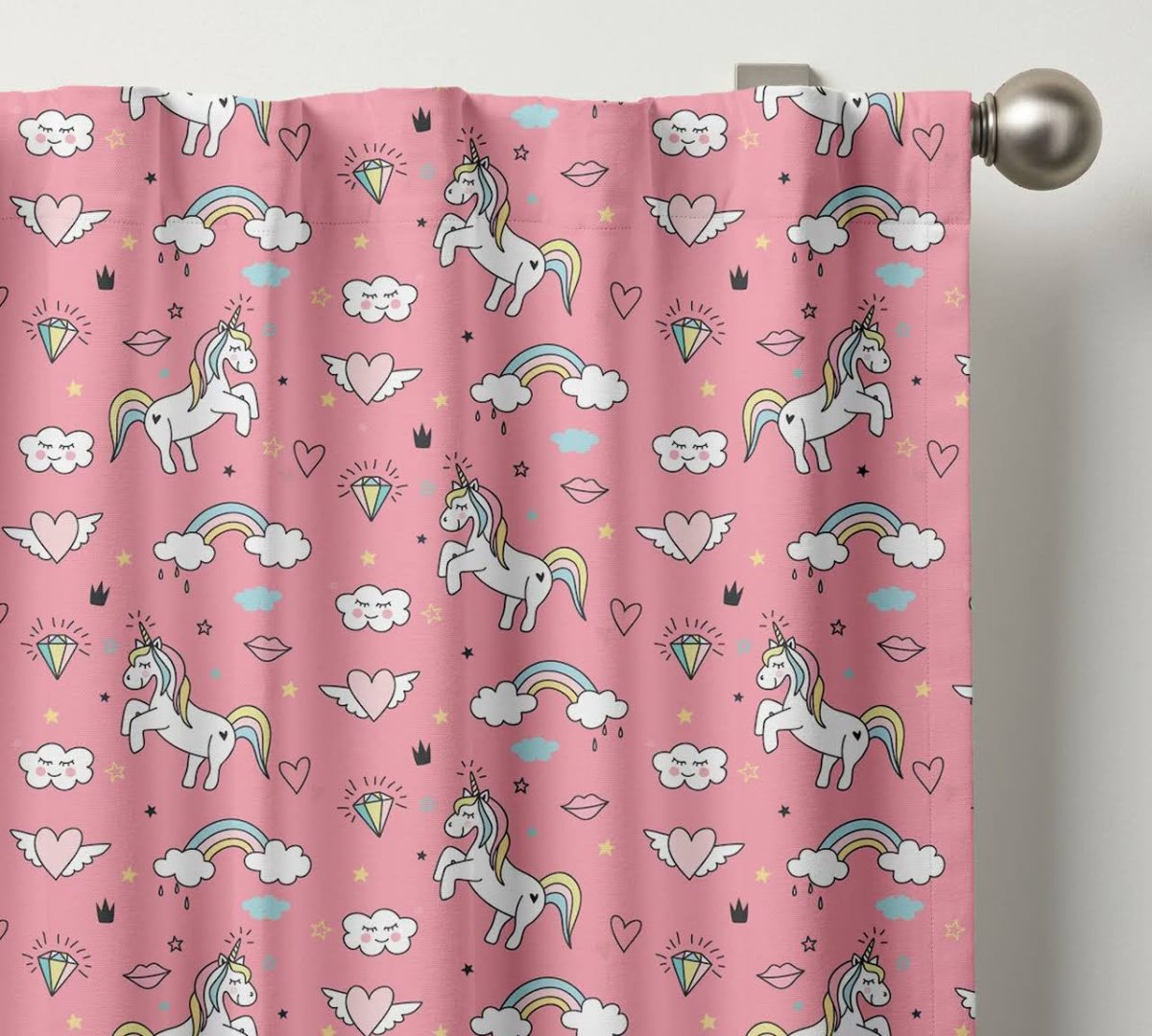 Unicorn Curtains - Kids Bedroom Organic Cotton Blackout Rainbow - Custom Size Window Panels Nursery - Image 2