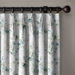 Botanical Linen Curtains - Pinch Pleat Window Drapes - Leaf Print for Living Room & Bedroom