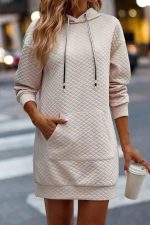 Kangaroo Pocket Quilted Hooded Dress - Image 4