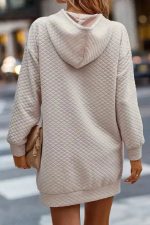 Kangaroo Pocket Quilted Hooded Dress - Image 2