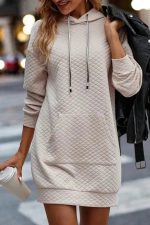 Kangaroo Pocket Quilted Hooded Dress - Image 7