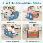 NNECW Convertible Kids Activity Table Set with Whiteboard for Kids - Image 3