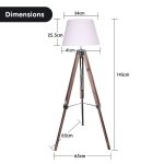 NNEDPE Sarantino Solid Wood Tripod Floor Lamp Adjustable Height White Shade - Image 2