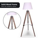 NNEDPE Sarantino Solid Wood Tripod Floor Lamp Adjustable Height White Shade - Image 3