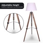 NNEDPE Sarantino Solid Wood Tripod Floor Lamp Adjustable Height White Shade - Image 4