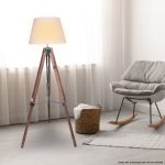 NNEDPE Sarantino Solid Wood Tripod Floor Lamp Adjustable Height White Shade - Image 5