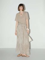 Mocha V-Neck Cotton Short-Sleeve Tee - Image 7