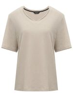 Mocha V-Neck Cotton Short-Sleeve Tee - Image 4