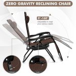 NNECW Patio Zero Gravity Lounge Chair with Cup Holder &amp Removable Pillow-Coffee-1 piece - Image 5
