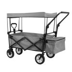 Carucior pliabil cu acoperis, tras-impins, gri