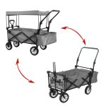 Carucior pliabil cu acoperis, tras-impins, gri - Image 4