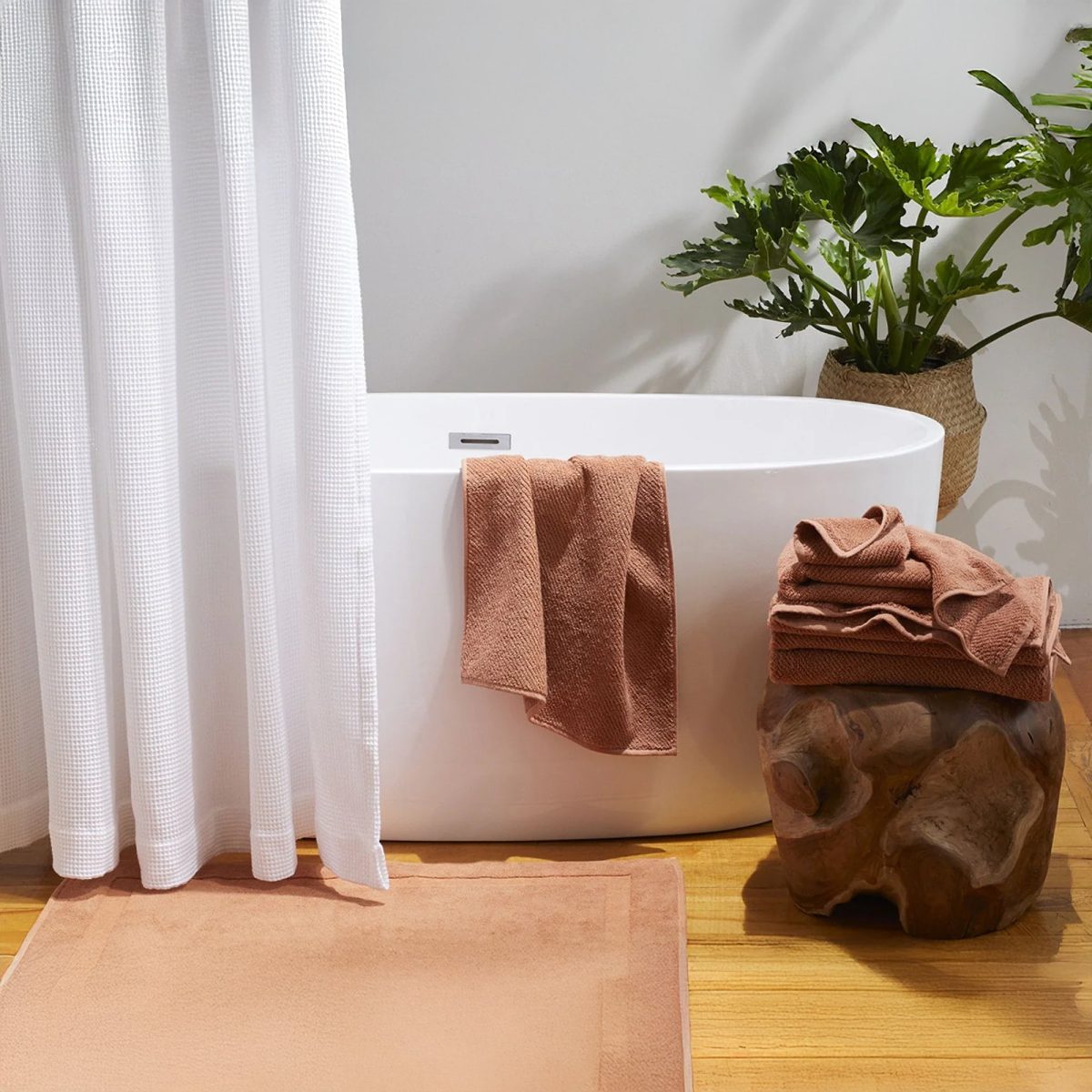 Organic Cotton Waffle Shower Curtain White | Mold Resistant, Quick Dry | Standard Sizes & Made to Measure - Image 3