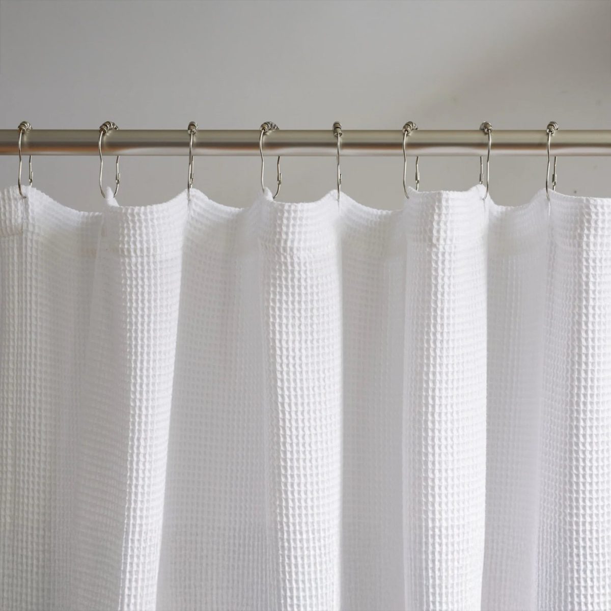 Organic Cotton Waffle Shower Curtain White | Mold Resistant, Quick Dry | Standard Sizes & Made to Measure - Image 1