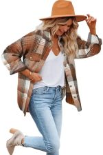 Plaid Flap Pockets Shacket - Image 4