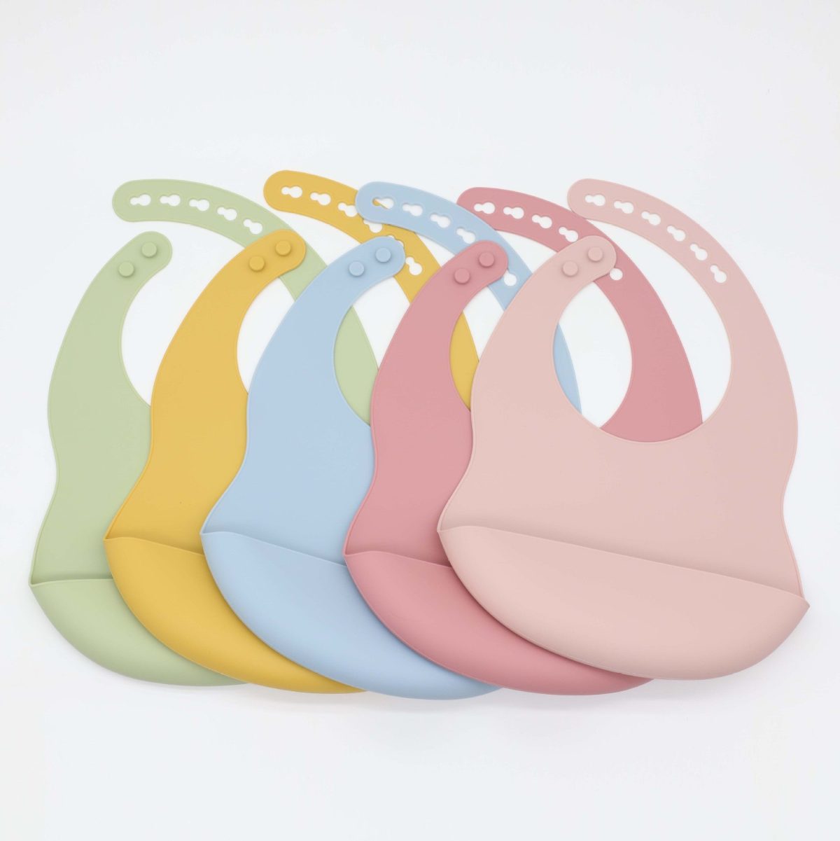 Baby Solid Color Food Grade Silicone Bibs - Image 1