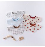 Adorable Simple Pattern Cotton Snap-on Flowers Shaped Bib - Image 10
