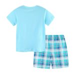 Summer Baby Kids Cartoon Marine Animals Pattern T-shirt and Plaid Shorts Casual Clothing Set for Boys - Image 2