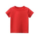 Baby Kids No Pattern Solid Color Short-Sleeved Tops In Summer Outfit Wearing - Image 39