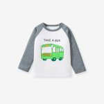Arrival Kids Boys Cartoon Print Crew Neck Long Sleeves Color Patchwork Top - Image 8