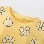 Summer Baby Kids Girls Cartoon Rabbit And Flowers Pattern T-Shirt And Shorts Clothing Set - Image 3