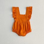 Summer Baby Girls Solid Color Square Neck Onesie - Image 9