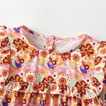 Autumn Arrival Baby Kids Girls Floral Pattern Long Sleeves Crew Neck Dress - Image 2