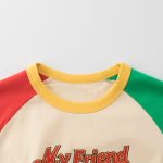 Summer Boys’ Letters Pattern Color Patchwork T-shirt in European and American Style - Image 4