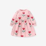 Spring Grils Baby Kids Long Sleeve Floral Pink Princess Dress - Image 10