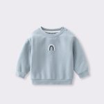 Baby Unisex Kids Plain Rainbow Embroidery Logo Crew Neck Long Sleeve Pullover - Image 9
