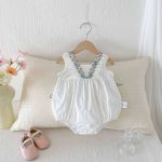 Summer Arrival Baby Girls Cute Sleeveless Colorful Flowers Decorated Strap Onesies - Image 6