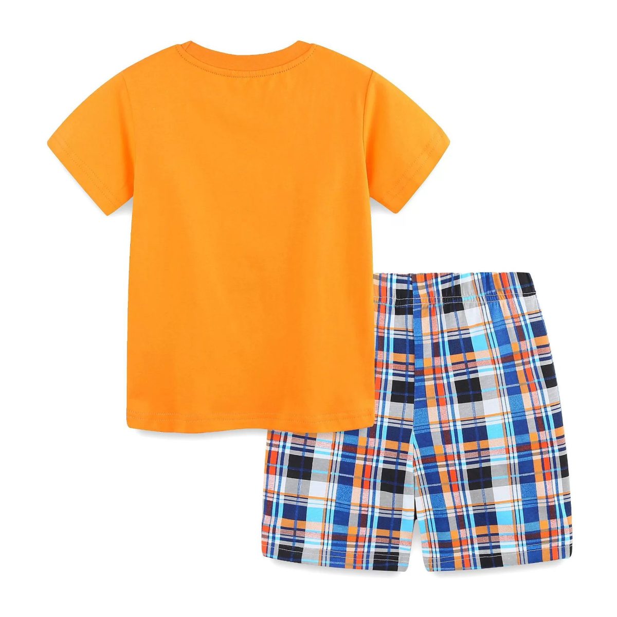 Summer Baby Kids Cartoon Pattern T-shirt and Plaid Shorts Casual Clothing Set for Boys - Image 3