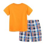 Summer Baby Kids Cartoon Pattern T-shirt and Plaid Shorts Casual Clothing Set for Boys - Image 3