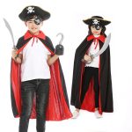 Halloween Pirate Cape Hats 3-Piece Sets, Cape, Hat, Eye Patch.
