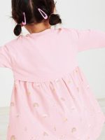 Arrival Autumn Girls Long Sleeves Rainbow And Unicorn Pattern Crew Neck Dress - Image 4