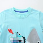 Summer Baby Kids Cartoon Marine Animals Pattern T-shirt and Plaid Shorts Casual Clothing Set for Boys - Image 3