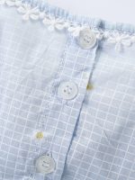 Summer Arrival Girls’ Simple Plaid Short Sleeves Light Blue Dress - Image 3