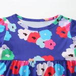 Summer Arrival Colorful Flowers Pattern Short Sleeves Crew Neck Dress for Stylish Girls - Image 2
