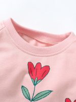 Spring Grils Baby Kids Long Sleeve Floral Pink Princess Dress - Image 2