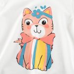 Summer Girls’ Cartoon Cats Pattern Printed T-shirt in European and American Style - Image 4