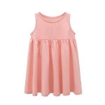 Baby Girls Solid Round Collar Design Sleeveless Dress In Summer - Image 30
