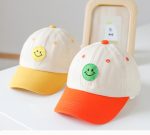Baby Smiley Embroidered Pattern Color Matching Design Sunshade Peaked Hats - Image 3