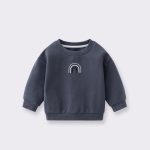 Baby Unisex Kids Plain Rainbow Embroidery Logo Crew Neck Long Sleeve Pullover - Image 11