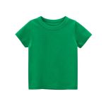 Baby Kids No Pattern Solid Color Short-Sleeved Tops In Summer Outfit Wearing - Image 26