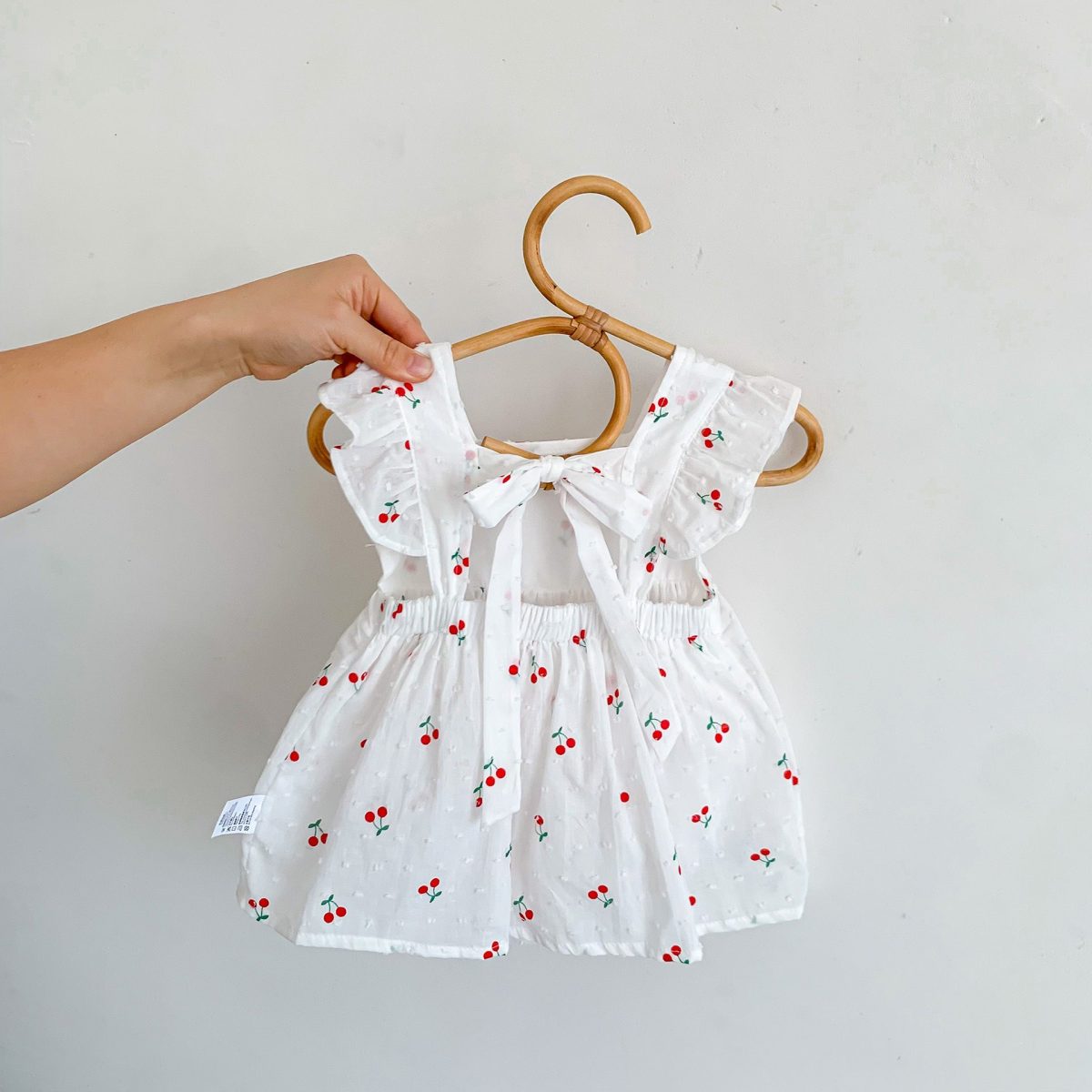 Summer Arrival Baby Girls Sleeveless Cherry Print Onesies Dress - Image 4