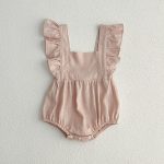 Summer Baby Girls Solid Color Square Neck Onesie - Image 8