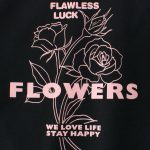 Summer Girls’ Flower and Letters Print Color Patchwork T-shirt in European and American Style - Image 3