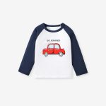 Arrival Kids Boys Cartoon Print Crew Neck Long Sleeves Color Patchwork Top - Image 4